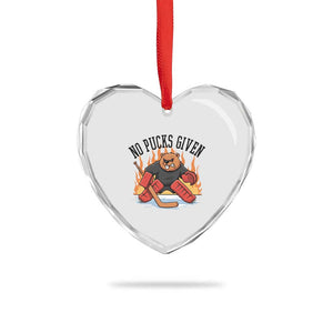 Funny Beaver Ice Hockey Goalie Gift Heart Crystal Glass Ornament No Pucks Given TS12 Print Your Wear