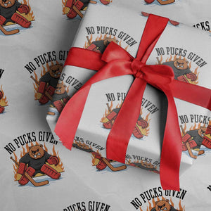 Funny Beaver Ice Hockey Goalie Gift Wrapping Paper Roll No Pucks Given TS12 White Print Your Wear