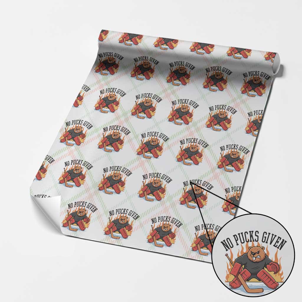Funny Beaver Ice Hockey Goalie Gift Wrapping Paper Roll No Pucks Given TS12 Christmas Plaid Print Your Wear