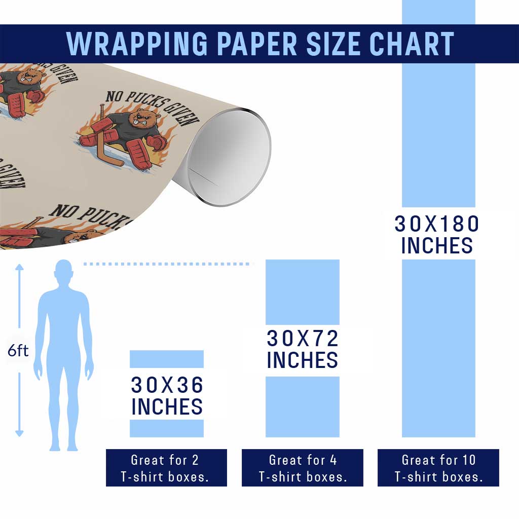 Funny Beaver Ice Hockey Goalie Gift Wrapping Paper Roll No Pucks Given TS12 Print Your Wear