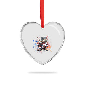 Funny Beaver Playing Ice Hockey Heart Crystal Glass Ornament Winter Sports Gift TS12 Print Your Wear