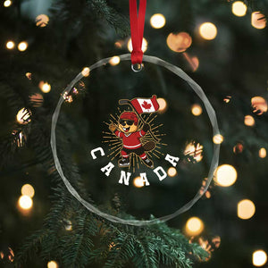 Funny Beaver Playing Ice Hockey With Canada Flag Gift Crystal Glass Ornament TS12 Print Your Wear