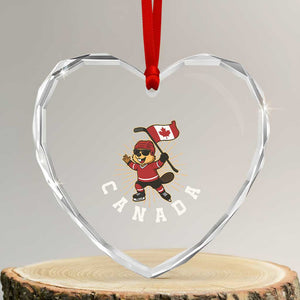 Funny Beaver Playing Ice Hockey With Canada Flag Gift Heart Crystal Glass Ornament TS12 Transparent Glass 3'' Heart Print Your Wear