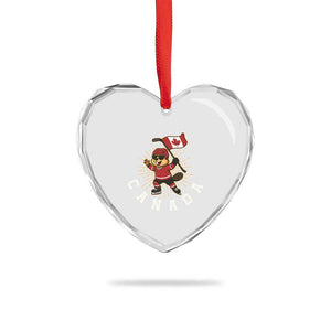 Funny Beaver Playing Ice Hockey With Canada Flag Gift Heart Crystal Glass Ornament TS12 Print Your Wear