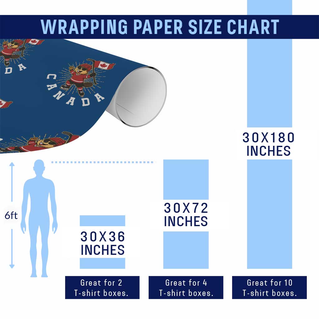 Funny Beaver Playing Ice Hockey With Canada Flag Gift Wrapping Paper Roll TS12 Print Your Wear