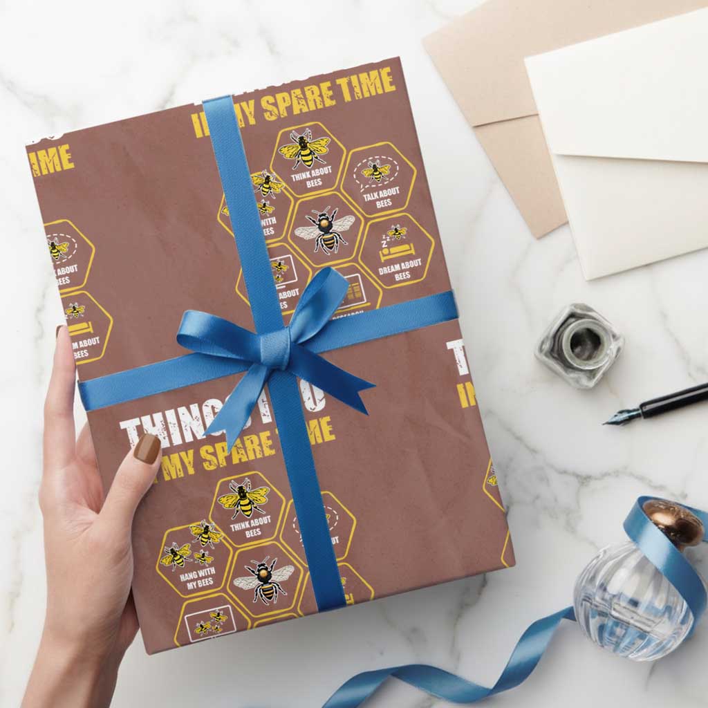 Funny Beekeeper Wrapping Paper Roll Things I Do in My Spare Time Beekeeping TS11 Mocha Print Your Wear
