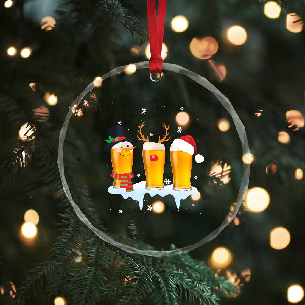 Funny Beer Crystal Glass Ornament Reindeer Santa Drinking Lovers TS10 Print Your Wear