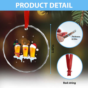 Funny Beer Crystal Glass Ornament Reindeer Santa Drinking Lovers TS10 Print Your Wear