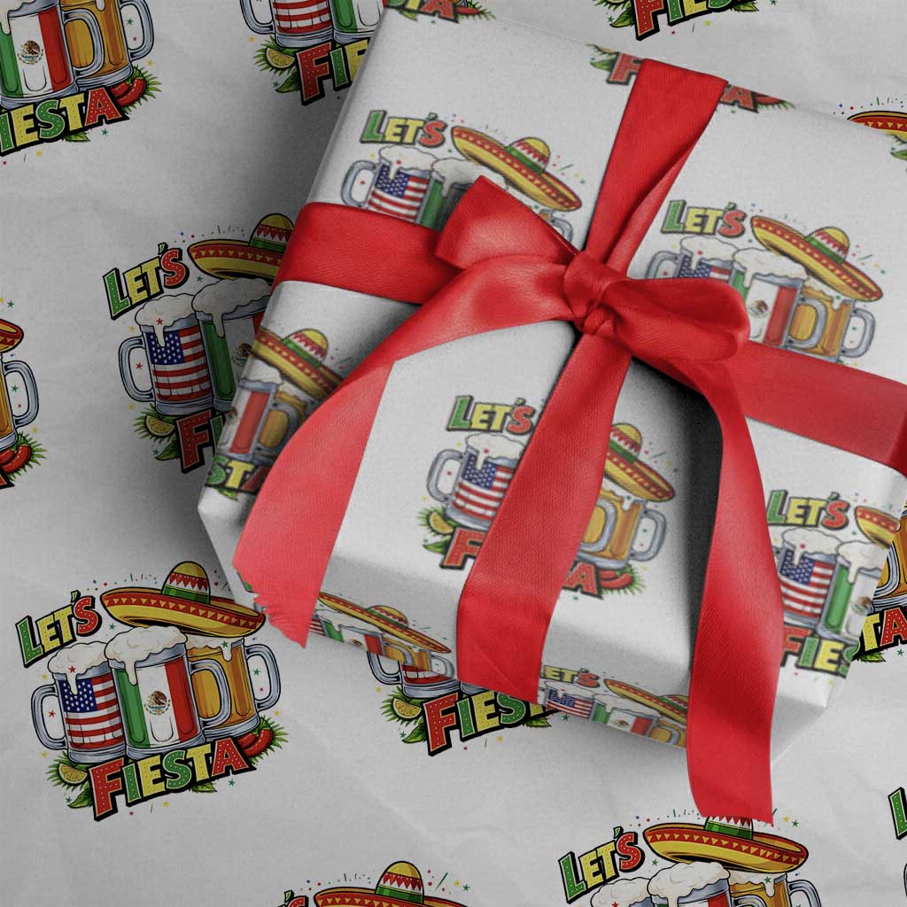 Funny Beer Drinking Cinco De Mayo Party Gift Wrapping Paper Roll Lets Fiesta TS12 White Print Your Wear