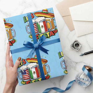 Funny Beer Drinking Cinco De Mayo Party Gift Wrapping Paper Roll Lets Fiesta TS12 Light Blue Print Your Wear