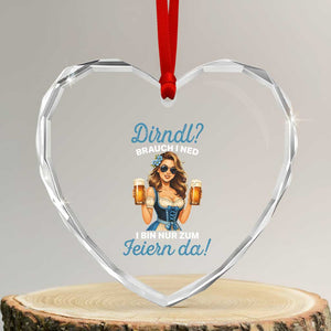 Funny Beer Girl Oktoberfest Heart Crystal Glass Ornament Dirndle I Bin Nur Zum Feiern Da Party TS02 Transparent Glass 3'' Heart Print Your Wear