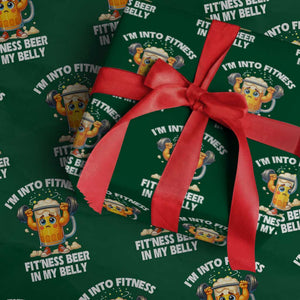 Funny Beer Lover Wrapping Paper Roll I Am Into Fitness Beer in My Belly TS14 Green Print Your Wear