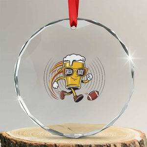 Funny Beer Mug Playing Football Crystal Glass Ornament Team Supporter Green Bay Gift TS12 Transparent Glass 3'' Circle Print Your Wear