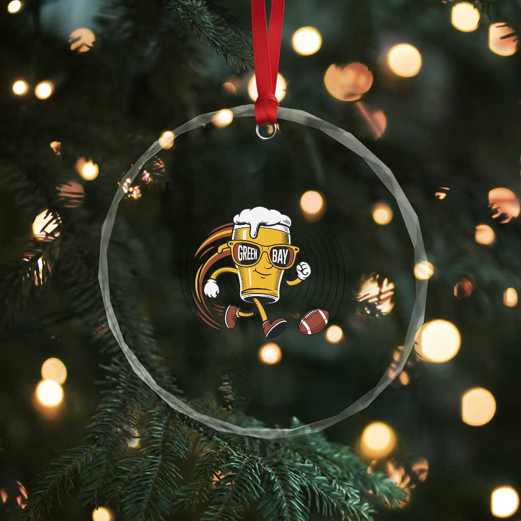 Funny Beer Mug Playing Football Crystal Glass Ornament Team Supporter Green Bay Gift TS12 Print Your Wear