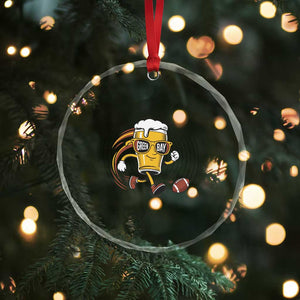Funny Beer Mug Playing Football Crystal Glass Ornament Team Supporter Green Bay Gift TS12 Print Your Wear
