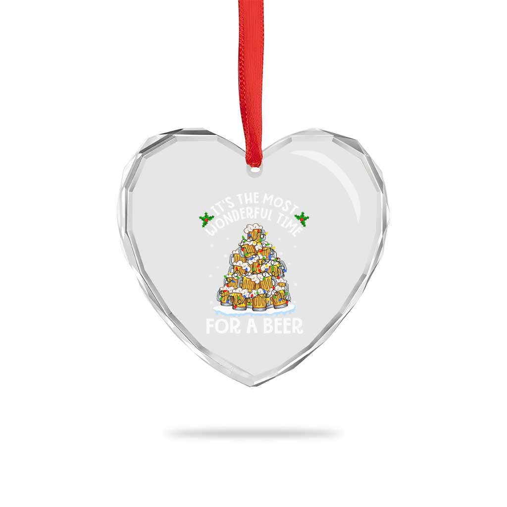 Funny Beer Xmas Tree Heart Crystal Glass Ornament It's the Most Wonderful Time For A Beer TS09 Print Your Wear