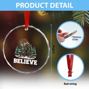 Funny Believe Bigfoot Christmas Crystal Glass Ornament American Flag Sasquatch Holiday Gift TS11 Print Your Wear