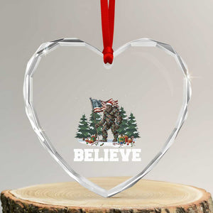 Funny Believe Bigfoot Christmas Heart Crystal Glass Ornament American Flag Sasquatch Holiday Gift TS11 Transparent Glass 3'' Heart Print Your Wear