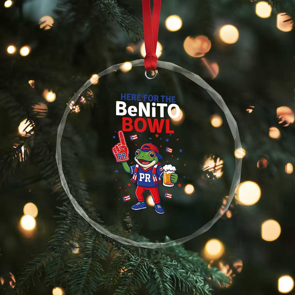 Funny Benito Bowl Puerto Rican Football Crystal Glass Ornament Coquí Frog Music Fan with Beer and Foam Finger TS02 Print Your Wear