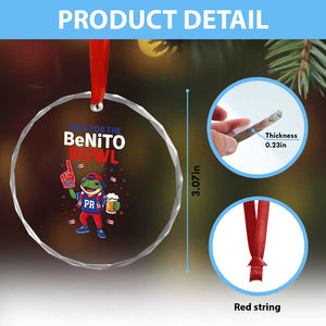 Funny Benito Bowl Puerto Rican Football Crystal Glass Ornament Coquí Frog Music Fan with Beer and Foam Finger TS02 Print Your Wear
