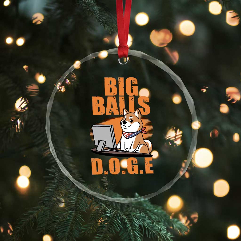 Funny Big Balls D.O.G.E Crystal Glass Ornament DOGE Shiba TS02 Print Your Wear