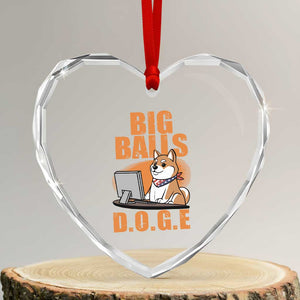 Funny Big Balls D.O.G.E Heart Crystal Glass Ornament DOGE Shiba TS02 Transparent Glass 3'' Heart Print Your Wear