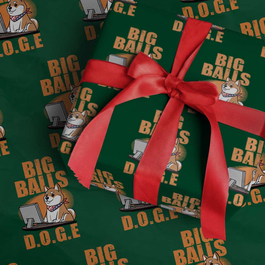 Funny Big Balls D.O.G.E Wrapping Paper Roll DOGE Shiba TS02 Green Print Your Wear