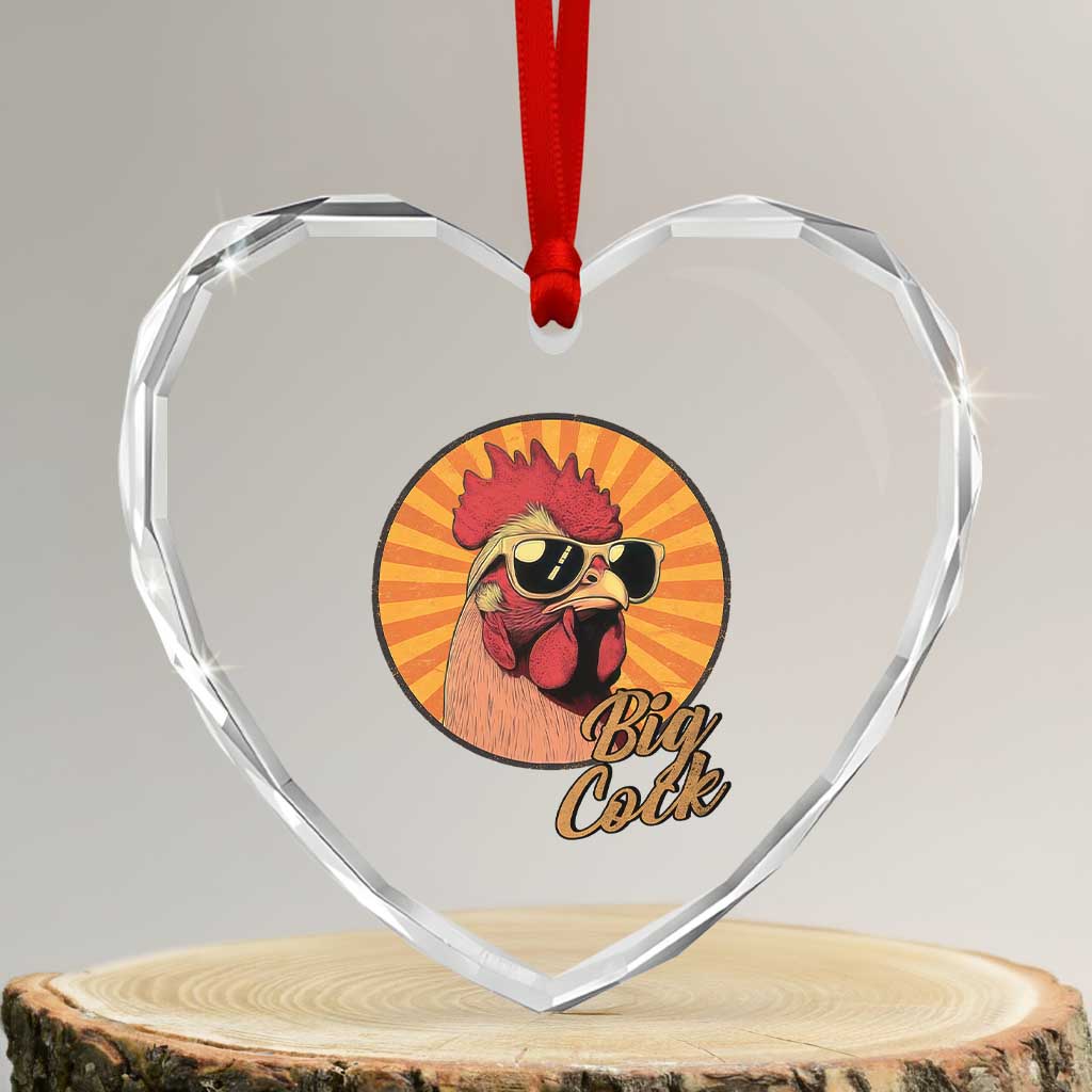 Funny Big Cock Chicken Heart Crystal Glass Ornament Raunchy Inappropriate Adult Humor TS11 Transparent Glass 3'' Heart Print Your Wear