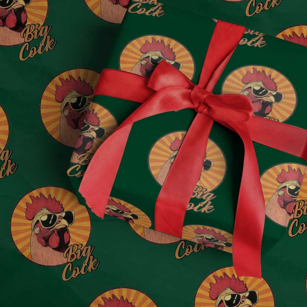 Funny Big Cock Chicken Wrapping Paper Roll Raunchy Inappropriate Adult Humor TS11 Green Print Your Wear