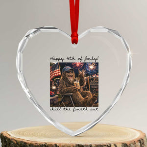Funny Bigfoot 4th of July Heart Crystal Glass Ornament Patriotic Sasquatch American Flag Party Festival TS14 Transparent Glass 3'' Heart Print Your Wear