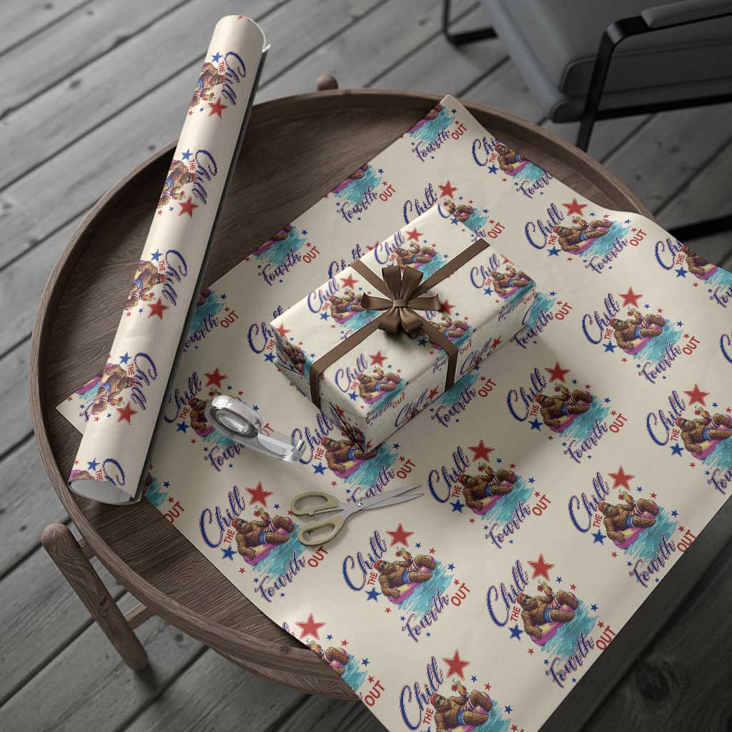 Funny Bigfoot 4th Of July Wrapping Paper Roll Chill The Fourth Out TS12 Beige Print Your Wear