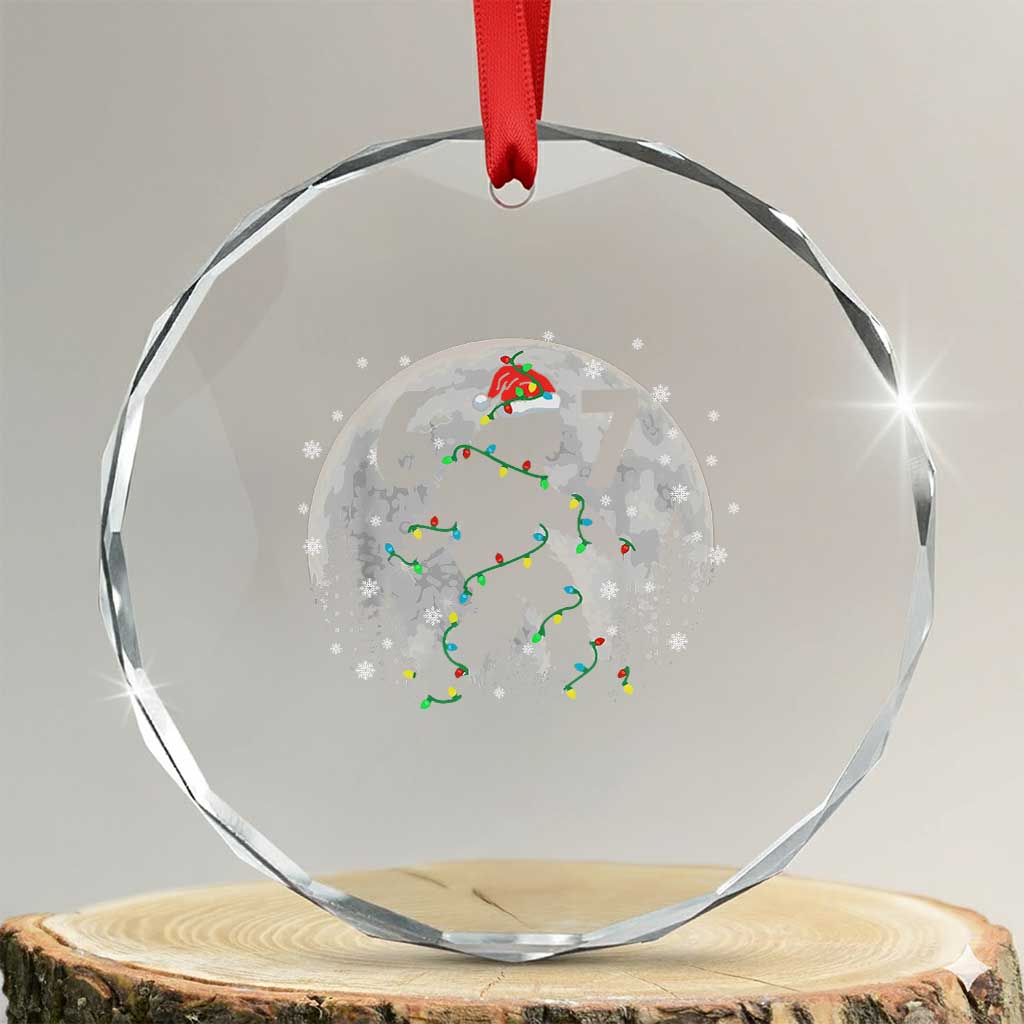 Funny Bigfoot 67 Christmas Night Stroll Moon Sasquatch Crystal Glass Ornament TS11 Transparent Glass 3'' Circle Print Your Wear