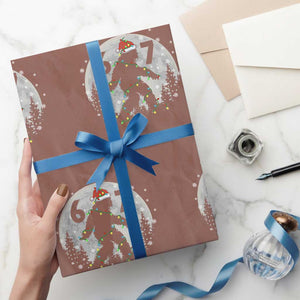 Funny Bigfoot 67 Christmas Night Stroll Moon Sasquatch Wrapping Paper Roll TS11 Mocha Print Your Wear