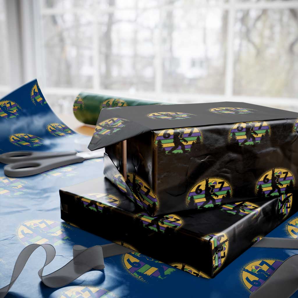 Funny Bigfoot 67 Mardi Gras Wrapping Paper Roll Sasquatch Parade Jester Hat TS11 Black Print Your Wear