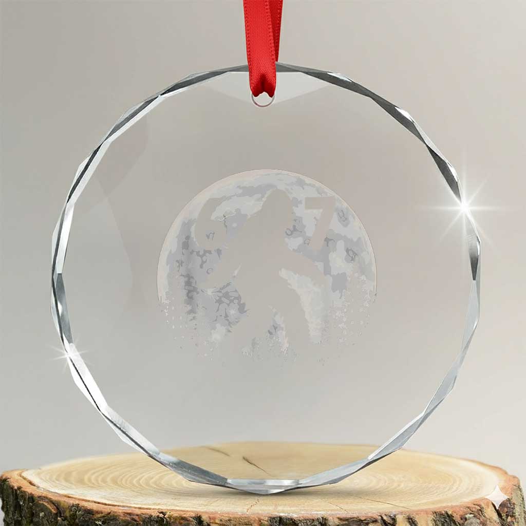 Funny Bigfoot 67 Night Stroll Moon Sasquatch Crystal Glass Ornament TS11 Transparent Glass 3'' Circle Print Your Wear