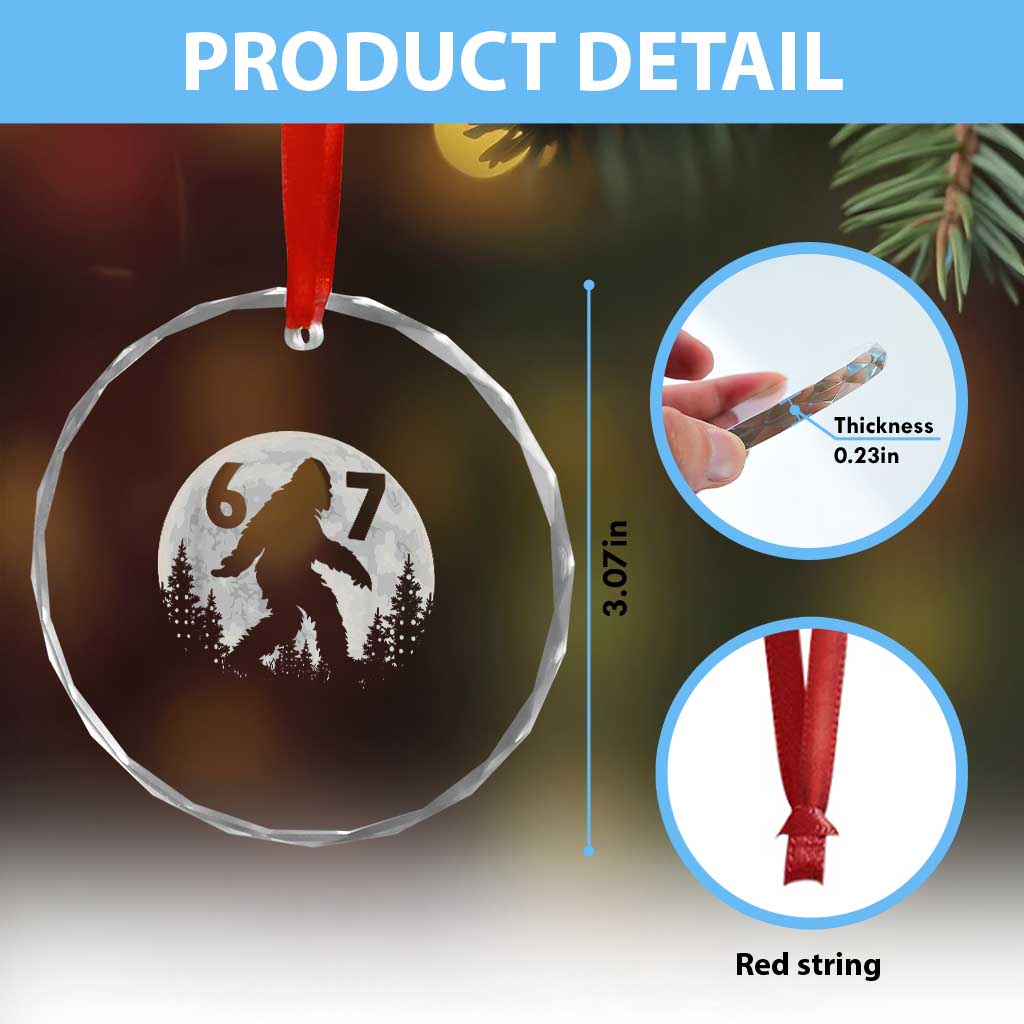 Funny Bigfoot 67 Night Stroll Moon Sasquatch Crystal Glass Ornament TS11 Print Your Wear