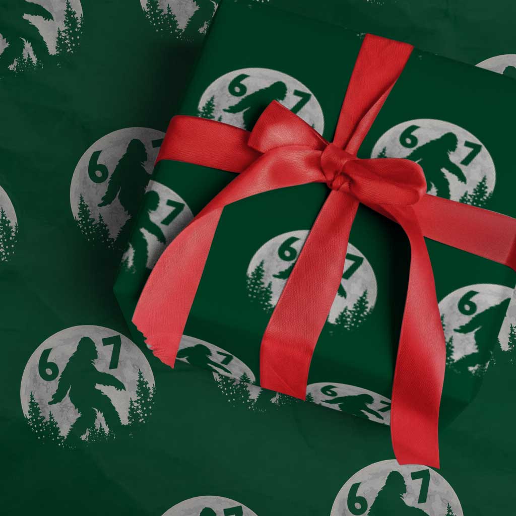 Funny Bigfoot 67 Night Stroll Moon Sasquatch Wrapping Paper Roll TS11 Green Print Your Wear