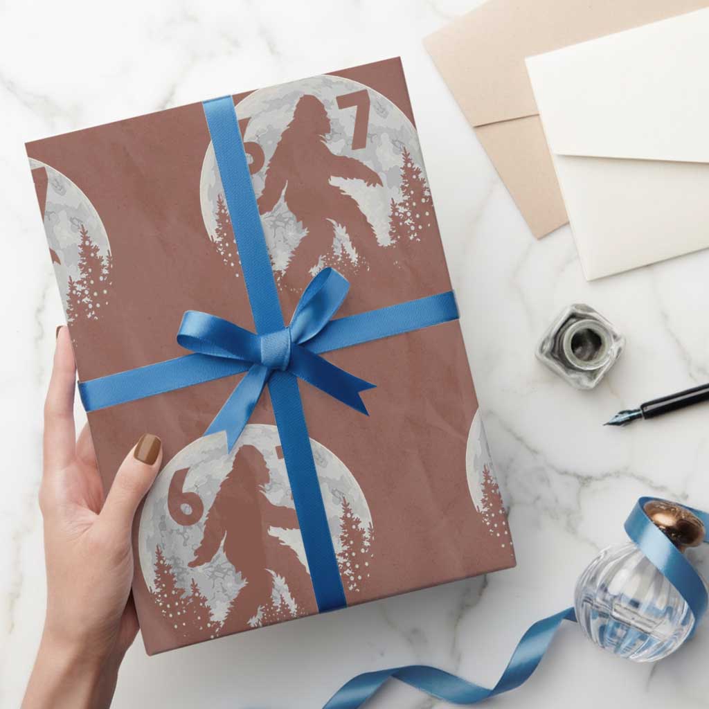 Funny Bigfoot 67 Night Stroll Moon Sasquatch Wrapping Paper Roll TS11 Mocha Print Your Wear
