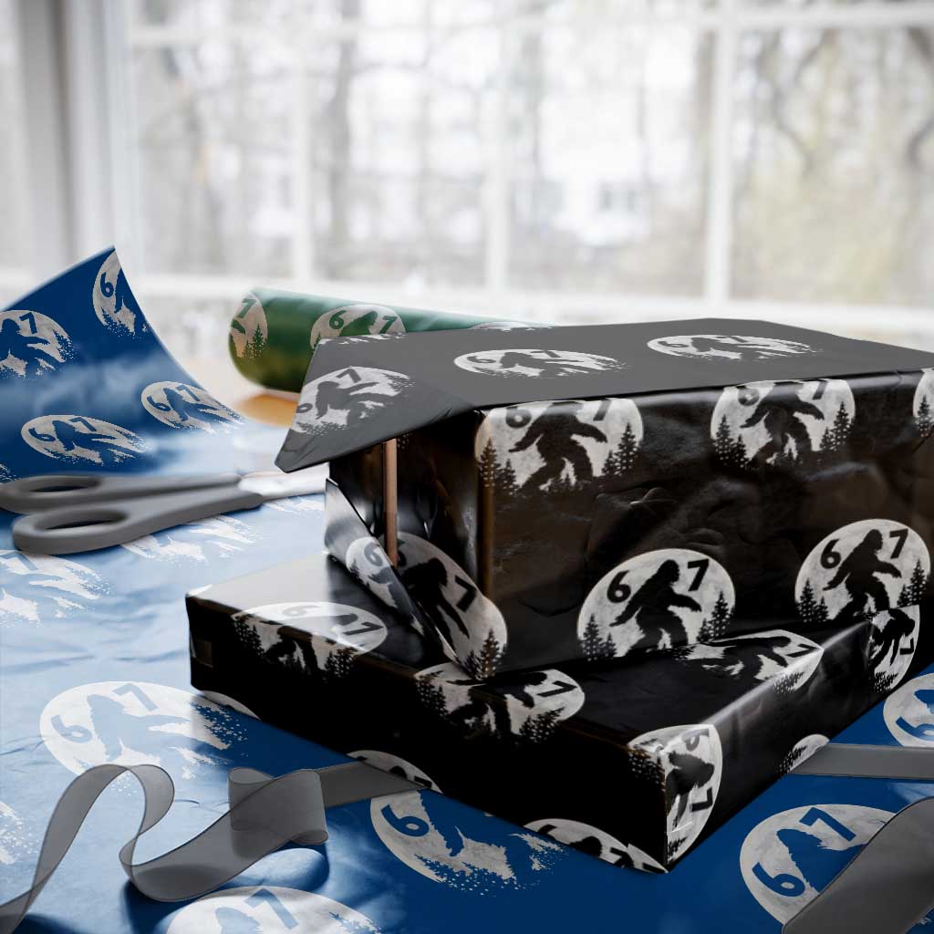 Funny Bigfoot 67 Night Stroll Moon Sasquatch Wrapping Paper Roll TS11 Black Print Your Wear