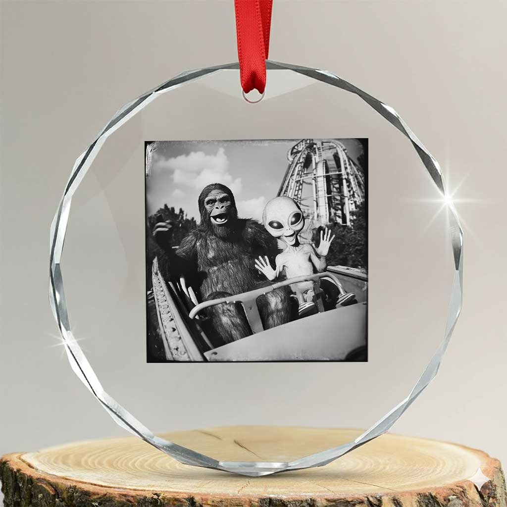 Funny Bigfoot Alien Crystal Glass Ornament Sasquatch UFO Coaster TS10 Transparent Glass 3'' Circle Print Your Wear