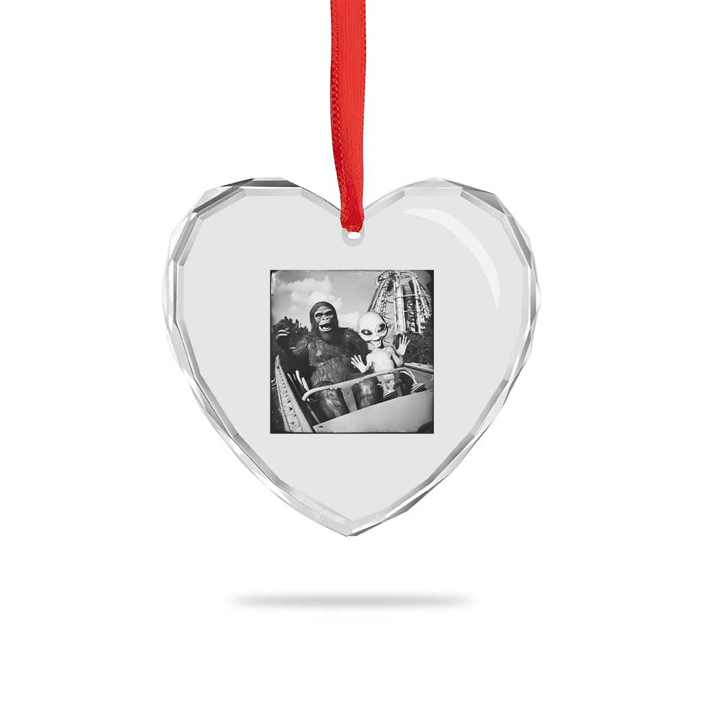Funny Bigfoot Alien Heart Crystal Glass Ornament Sasquatch UFO Coaster TS10 Print Your Wear