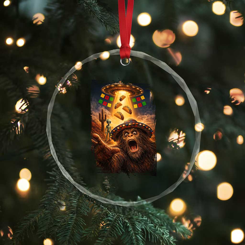 Funny Bigfoot Alien Selfie Crystal Glass Ornament Cinco De Mayo Party Gift TS12 Print Your Wear