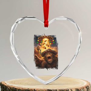 Funny Bigfoot Alien Selfie Heart Crystal Glass Ornament Cinco De Mayo Party Gift TS12 Transparent Glass 3'' Heart Print Your Wear