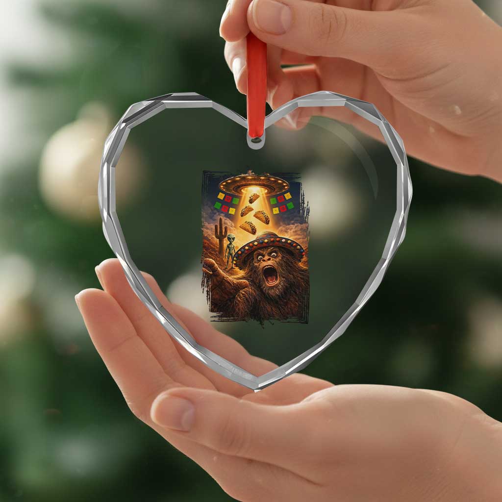 Funny Bigfoot Alien Selfie Heart Crystal Glass Ornament Cinco De Mayo Party Gift TS12 Print Your Wear