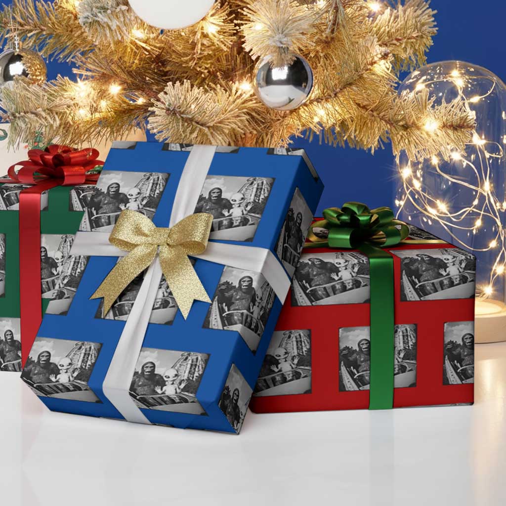 Funny Bigfoot Alien Wrapping Paper Roll Sasquatch UFO Coaster TS10 Print Your Wear