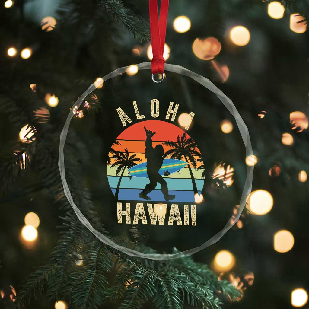 Funny Bigfoot Aloha Hawaiian Surfing Crystal Glass Ornament Tropical Beach Surfer Gift TS14 Print Your Wear
