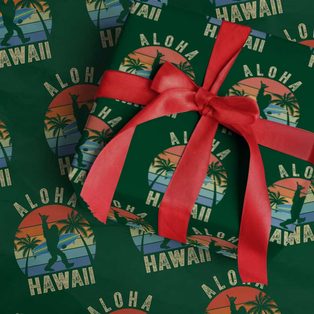 Funny Bigfoot Aloha Hawaiian Surfing Wrapping Paper Roll Tropical Beach Surfer Gift TS14 Green Print Your Wear