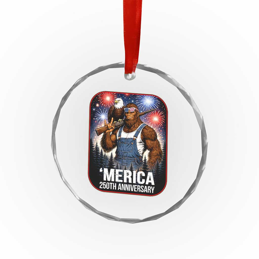 Funny Bigfoot America 250 Years Of American Freedom Crystal Glass Ornament TS12 Print Your Wear