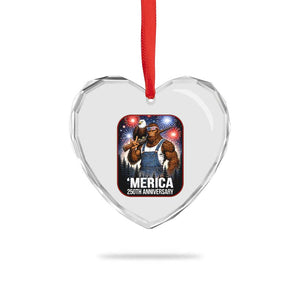 Funny Bigfoot America 250 Years Of American Freedom Heart Crystal Glass Ornament TS12 Print Your Wear