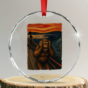 Funny Bigfoot And Alien Crystal Glass Ornament Parody The Scream Art Meme Gift TS12 Transparent Glass 3'' Circle Print Your Wear